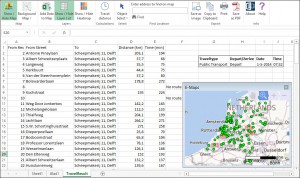 reistijden en locaties in kaart