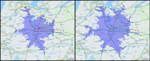 Utrecht auto isochrone