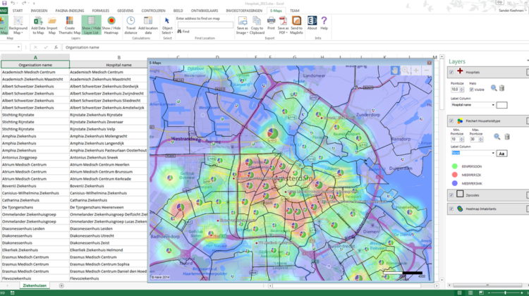 Piechart heatmap in Excel